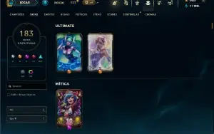 Unranked com TODOS os champs e 183 Skins + 2500 RP