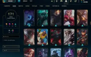 Conta Lol com +200 SKINS e +130k de essência azul