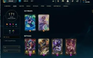 Conta Lol com +200 SKINS e +130k de essência azul