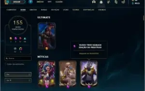 Conta platina 4 com 155 skins e 117 champs (MAIN JG)
