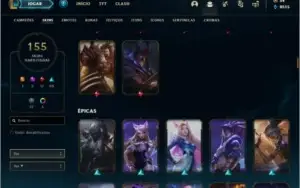 Conta platina 4 com 155 skins e 117 champs (MAIN JG)