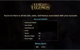 CONTA DE LEAGUE OF LEGENDS