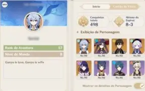 AR 55 Ganyu + Zhongli + Qiqi + Oração dos ventos perdidos