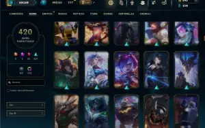 Unranked com TODOS os champs e 420 Skins
