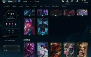 Conta DIAMANTE 4 com 137 skins e 138 champs