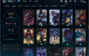 Conta DIAMANTE 4 com 137 skins e 138 champs