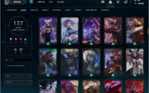 Conta DIAMANTE 4 com 137 skins e 138 champs