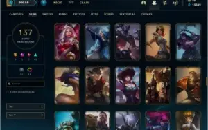Conta DIAMANTE 4 com 137 skins e 138 champs