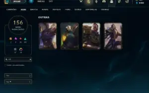 Conta Platina 4 com TODOS os champs e 156 Skins ( MAIN MID )