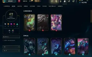 Ouro 4 com 90 Champs e 42 Skins ( TOP / JG / ADC )