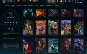 Ouro 4 com 90 Champs e 42 Skins ( TOP / JG / ADC )