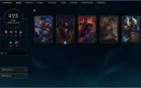 CONTA LOL COM 425 SKINS, OURO + DESDE A SEASON 3 - PLATINA +