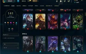 Unranked com TODOS os champs e 141 Skins +2 Miticas