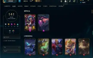 Unranked com TODOS os champs e 141 Skins +2 Miticas