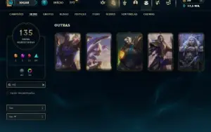 Ouro 4 com TODOS os champs e 135 Skins ( MID / ADC / TOP )