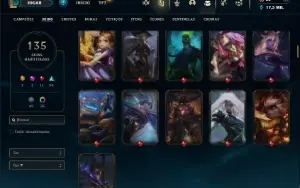 Ouro 4 com TODOS os champs e 135 Skins ( MID / ADC / TOP )