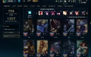 Conta bronze 4 com TODOS os Champs e 319 Skins (Nível 704)