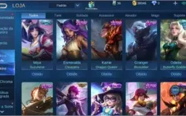 conta mobile legends, 35 heróis e 56 skins - rank mestre II