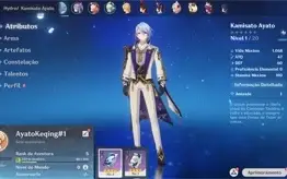 Conta Genshin Impact AR 5 com Ayato e Keqing