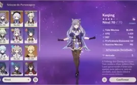 Genshin Impact - Conta com Keqing, Qiqi e Espinha Celestial.