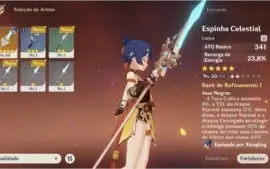 Genshin Impact - Conta com Keqing, Qiqi e Espinha Celestial.