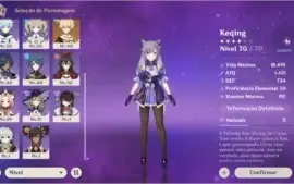 Genshin Impact - Conta com Keqing, Qiqi e Espinha Celestial.