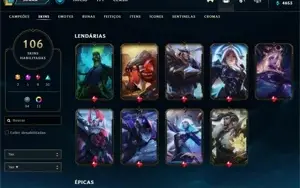 CONTA LOL 106 SKINS E MAIS
