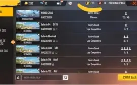 Conta com 57 salas personalizadas FREE FIRE