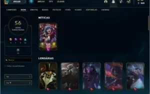 Conta prata 3 com 73 champs e 56 skins