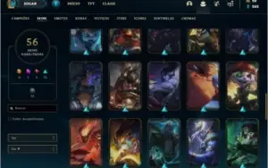 Conta prata 3 com 73 champs e 56 skins