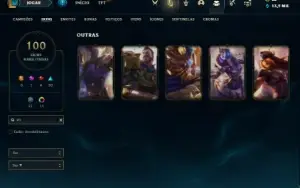 Conta ouro 4 com 140 Champs e 100 Skins + 5 Vitoriosas