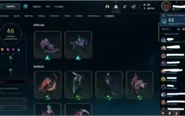 CONTA LOL LVL 464 197 SKINS PLAT 2 MMR D4
