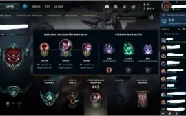 CONTA LOL LVL 464 197 SKINS PLAT 2 MMR D4
