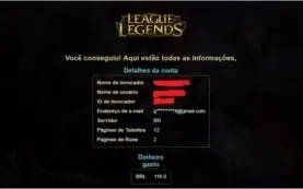 Conta prata V, 94 champions 14 skins Runa/Talentos