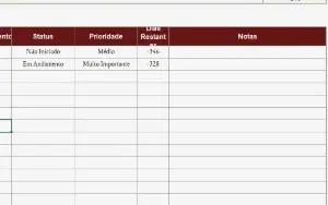 Planilha de Organização de Tarefa