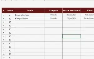 Planilha de Organização de Tarefa