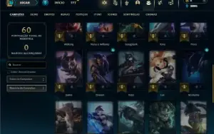 Unranked com 33 Champs e 24 Skins + 2 Fragmentos