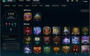 Conta lol Gold, season passada Platina com varias skins