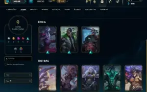 Unranked com 40 Champs e 9 Skins
