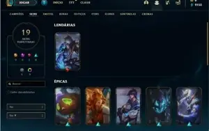 Conta platina 3 com 47 Champs e 19 Skins + 2 Vitoriosas