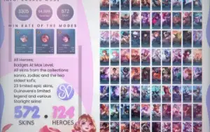 Conta mobile legends com 580 skins
