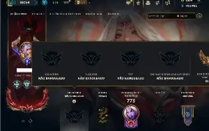 Unranked com TODOS os champs e 608 Skins + 8 Prestigios