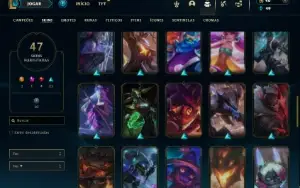 Unranked com 90 Champs e 47 Skins