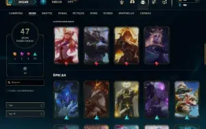 Unranked com 90 Champs e 47 Skins