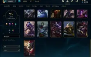 Conta prata 4 com 76 Champs e 25 Skins + 3 Vitoriosas