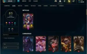Conta unranked com 155 champs e 83 skins +7 Vitoriosas