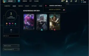 Conta platina 4 com 3 skins e 26 champs