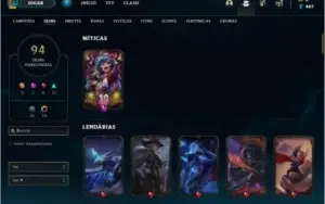 Conta ouro 4 com 132 champs e 94 skins