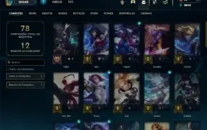 Platina 2 com 50 Champs e 5 Skins + 2 Fragmentos