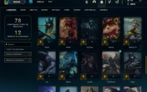 Platina 2 com 50 Champs e 5 Skins + 2 Fragmentos